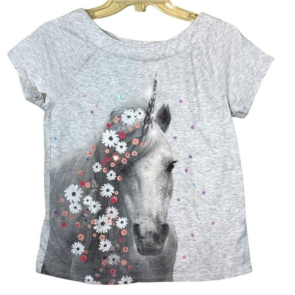 Justice Unicorn Graphic Sequins T-shirt 14/16 - Picture 7 of 9